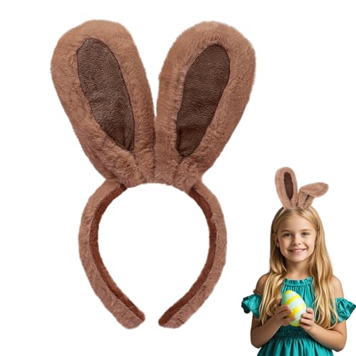 Lufdegim Plüsch Hasenohren Stirnband, Hasenohren Haarreif Hasen Kostüm Accessoire, niedliches Plüsch Hasenohren Stirnbänder für Ostern Cosplay Hochzeit Geburtstag Karneval Party (Brown) von Lufdegim