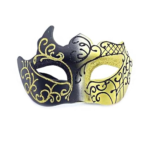 Lufdegim Venezianische Masken, Maskerade Maske für Herren Damen Maske Fasching Karneval, Venezianischen Cosplay Maske Kostüm Maskenball Halloween Weihnachten Karneval Kostüm Zubehör (Schwarz Gold) von Lufdegim