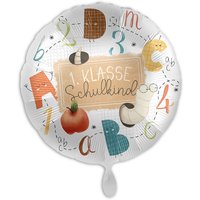 "1. Klasse Schulkind", Folienballon mit Einschulungs-Motiv, Ø 34cm von Luftballon-Markt GmbH