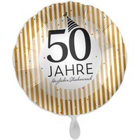 "50 Jahre", Motiv Golden Stripes, Heliumballon rund Ø 34 cm von Luftballon-Markt GmbH