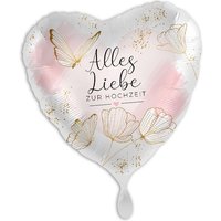 "Alles Liebe zur Hochzeit", Herzförmiger Folienballon, 35cm x 33cm von Luftballon-Markt GmbH