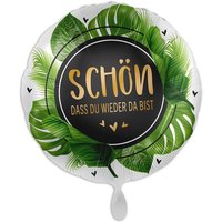 Ballon Willkommen "Schön dass du wieder da bist", Motiv Palmblätter von Luftballon-Markt GmbH