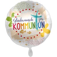 "Glückwunsch zur Kommunion", Folienballon rund Ø 34 cm von Luftballon-Markt GmbH