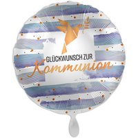 "Glückwunsch zur Kommunion" mit Tauben-Motiv, Folienballon rund Ø 34 cm von Luftballon-Markt GmbH