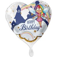 "Happy Birthday", Glitzer Fee, Folienballon Herzförmig von Luftballon-Markt GmbH