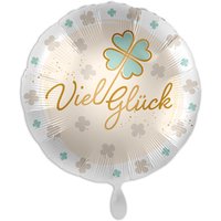 Heliumballon "Viel Glück" wünschen, Kleeblatt, Folienballon Ø 34cm von Luftballon-Markt GmbH