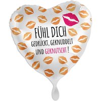 Herzförmiger Folienballon, Motiv Hugs & Kisses von Luftballon-Markt GmbH