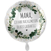 "Mama, Du bist großartig", Motiv Greenery, Heliumballon rund Ø 34 cm von Luftballon-Markt GmbH