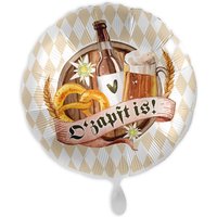 Runder Folienballon mit Oktoberfest-Motiv "O &#039;zapft is!", Ø 34cm von Luftballon-Markt GmbH