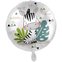 Runder Folienballon mit niedlichem Zebra-Motiv, Ø 34cm von Luftballon-Markt GmbH