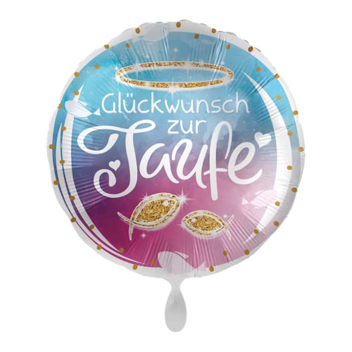 1 Folienballon Taufe Glückwunsch zut Taufe rund bunt ca 45 cm ungefüllt Ballongas geeignet von Luftballonmarkt