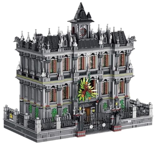 Lukie Arkham Asylum Modellbausatz, Mit LED-Beleuchtung, 7500+ Teile Lunatic Hospital MOC Klemmbausteine Set, 4-stöckiges Modular Building Set für Fans von Lukie