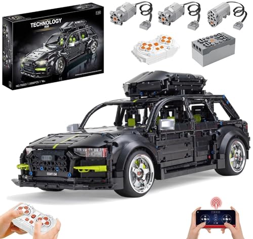 Lukie Technik Auto Aodi RS6 Avant, 2896 Teile Klemmbausteine Technik Auto Set, Maßstab 1:10 Automodell, Kompatibel mit Technik Audi RS6 von Lukie