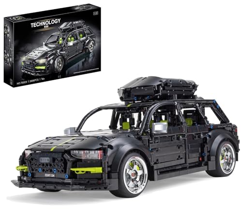 Lukie Technik Auto Aodi RS6 Avant, 2896 Teile Klemmbausteine Technik Auto Set, Maßstab 1:10 Automodell, Kompatibel mit Technik Audi RS6 von Lukie