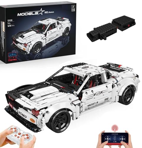 Lukie Technik Auto Dodger Challenger Hellcat, 1678 Teile Klemmbausteine Auto Set, Maßstab 1:10 Automodell, Kompatibel mit Technik Dodge Challenger von Lukie