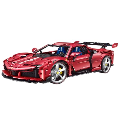 Lukie Technik Auto Farrari SF90, Modellauto-Bausatz im Maßstab 1:8, Klemmbausteine Technik Rennauto aus 3982+ Teile, Kompatibel mit Ferrari Technic Autos von Lukie