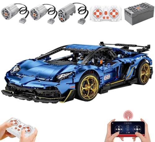 Lukie Technik Auto Lambor Aventador SVJ 63, Mit Motor Set, Modellauto-Bausatz im Maßstab 1:8, Klemmbausteine Technik Auto aus 3811+ Teile, Kompatibel mit Lamborghini Technic Autos von Lukie