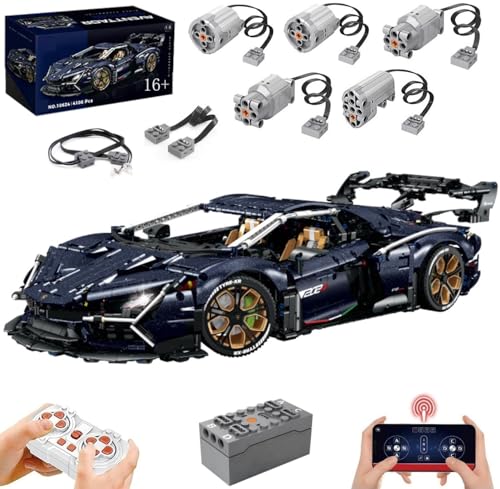 Lukie Technik Auto Lambor Aventador SVJ 63, Mit Motor Set, Modellauto-Bausatz im Maßstab 1:8, Klemmbausteine Technik Rennauto aus 4106+ Teile, Kompatibel mit Lamborghini Technic Autos von Lukie