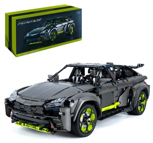 Lukie Technik Auto Lambor Urus, 3251 Teile Klemmbausteine Technik Auto Set, Maßstab 1:8 Automodell, Kompatibel mit Technik Lamborghini Urus von Lukie