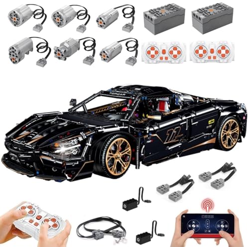 Lukie Technik Auto MaLaren 720S, Mit Motor Set, Modellauto-Bausatz im Maßstab 1:8, Klemmbausteine Technik Rennauto aus 3658+ Teile, Kompatibel mit McLaren Technic Autos von Lukie