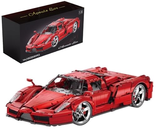 Lukie Technik Auto Enzo Farrari, Modellauto-Bausatz im Maßstab 1:8, Klemmbausteine Technik Rennauto aus 4301+ Teile, Kompatibel mit Ferrari Technic Autos von Lukie