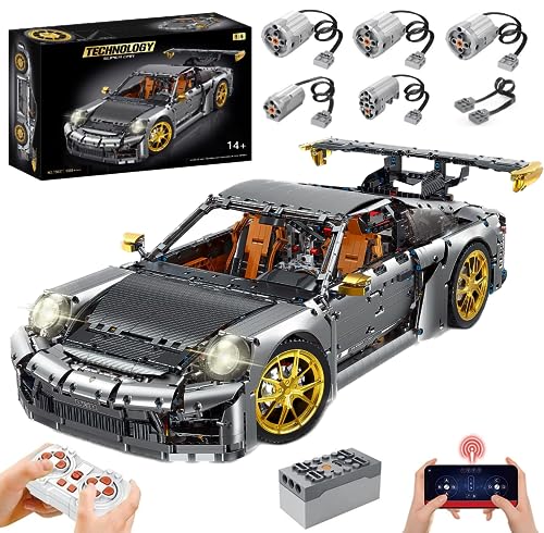 Lukie Technik Auto Porscher GT2 RS, Modellauto-Bausatz im Maßstab 1:6, Klemmbausteine Technik Auto MOC Set aus 5588 Teile, Kompatibel mit Technic Autos von Lukie