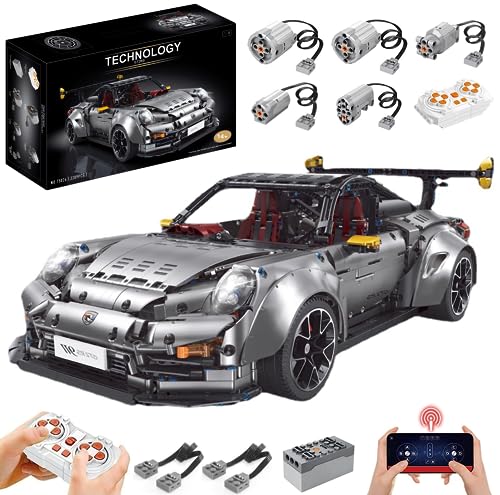 Lukie Technik Auto Porscher GT2 RS, Modellauto-Bausatz im Maßstab 1:8, Klemmbausteine Technik Auto MOC Set aus 3389 Teile, Kompatibel mit Technic Autos von Lukie