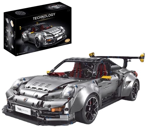 Lukie Technik Auto Porscher GT2 RS, Modellauto-Bausatz im Maßstab 1:8, Klemmbausteine Technik Auto MOC Set aus 3389 Teile, Kompatibel mit Technic Autos von Lukie