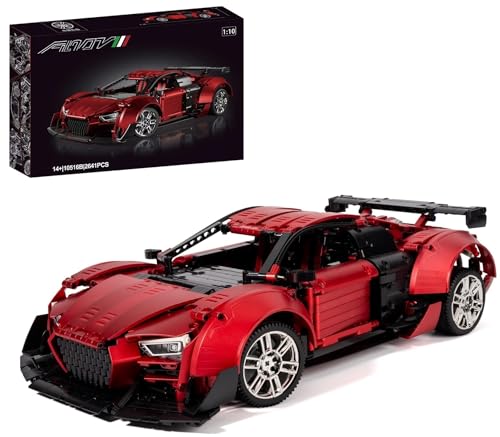 Lukie Technik Auto Umbau Aodi R8, 2641 Teile Klemmbausteine Technik Auto Set, Maßstab 1:10 Automodell, Kompatibel mit Technik Audi R8 von Lukie