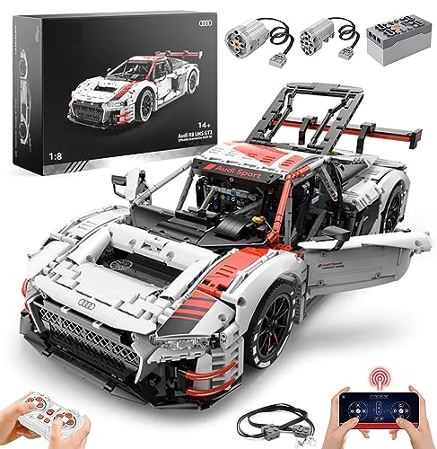 Lukie Technik Auto für Audi R8 LMS GT3, 3322 Teile Klemmbausteine Technik Auto Set, Maßstab 1:8 Automodell, Kompatibel mit Technik Audi R8 von Lukie