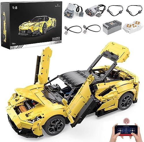 Lukie Technik Auto für Maserati MC20 Nettuno, 3457 Teile Klemmbausteine Technik Auto Set, Maßstab 1:8 Automodell, Mit Power Functions Set von Lukie