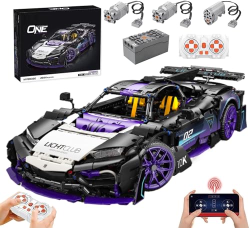 Lukie Technik Auto mit Power Functions Set, 2244 Teile Klemmbausteine Auto Set, Maßstab 1:10, Kompatibel mit Technik Mercedes AMG One von Lukie