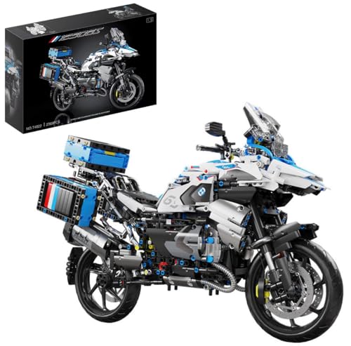 Lukie Technik Motorrad Bausatz, 1:5 Klemmbausteine Motorrad Modellbausatz, 2369 Teile, Kompatibel mit BMW R1250 GS Technik Motorrad von Lukie