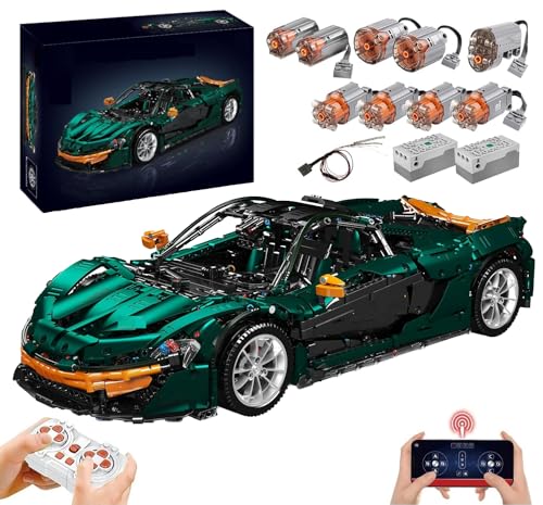 Lukie Technik Auto mit Power Functions Set, 3239 Teile Klemmbausteine Auto Set, Maßstab 1:8 Automodell, Technik Auto Modellbausatz von Lukie