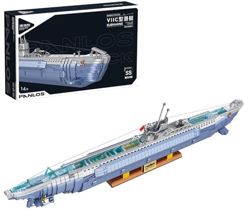 Lukie Technik U-Boot Modellbausatz, WW2 Deutsches U-552 Baumodell, 6172 Teile Klemmbausteine Uboot Bauset mit 17 Soldat Figuren von Lukie