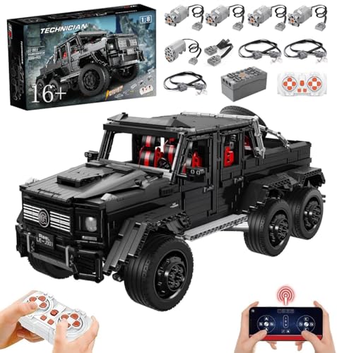 Lukie Technik Auto G-Klasse, Mit Motoren Set, Modellauto-Bausatz im Maßstab 1:8, Klemmbausteine Technik Auto G-Klasse aus 3300+ Teile, Kompatibel mit Mercedes Benz G63 AMG 6x6 Technic Autos von Lukie