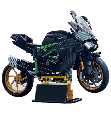 Lukie Technik Motorrad, Motorrad-Modellbausatz im Maßstab 1:5, Klemmbausteine Technik Motorrad aus 1858+ Teile, Kompatibel mit Technik Motorrad von Lukie