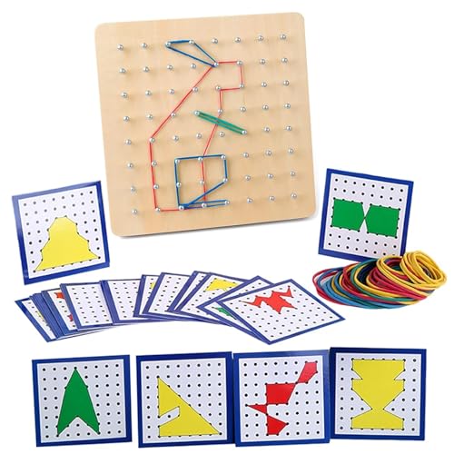 Lukinuo Montessori Holz Geoboard Spielzeug Für Unzählige Spannende Figuren Formen Geometrie Lernspielzeug Räumliches Denken Fördert Motorikspielzeug Geschenk für Junge Mädchen Ab 3 4 5 Jahren von Lukinuo