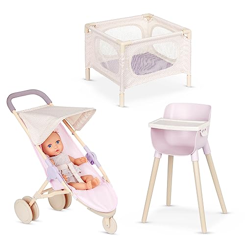 LullaBaby – 14-inch Realistic Baby Doll – Doll Playpen, High Chair & Jogger Stroller Set – Pretend Play – Toys for Kids Ages 2 & Up – Baby Doll & Nursery Playset von LullaBaby