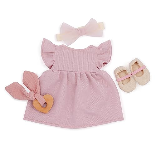 LullaBaby – Puppenkleidung für 36 cm Baby Puppen – Rosa Kleid, Stirnband, Schnuller & Schuhe – Puppen Zubehör – Baby Puppenzubehör – Spielzeug für Kinder ab 2 Jahren – Rosa von LullaBaby