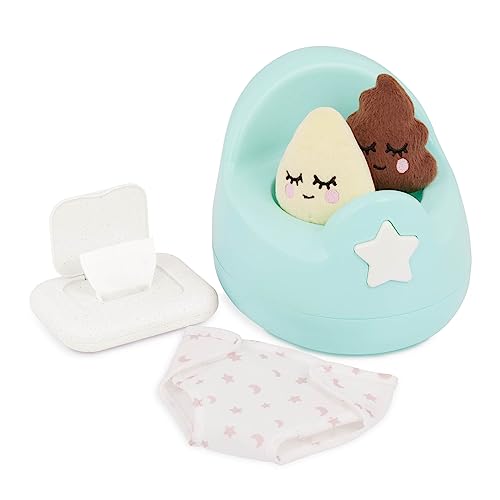 LullaBaby LBY7637Z doll Potty Set Töpfchen Puppenzubehör – mit 2 Geräuschen, Tücher, Plüsch – für 36 cm Baby Puppe – Spielzeug für Kinder ab 2 Jahren – Sternchen-Windel, Multi, Small von LullaBaby