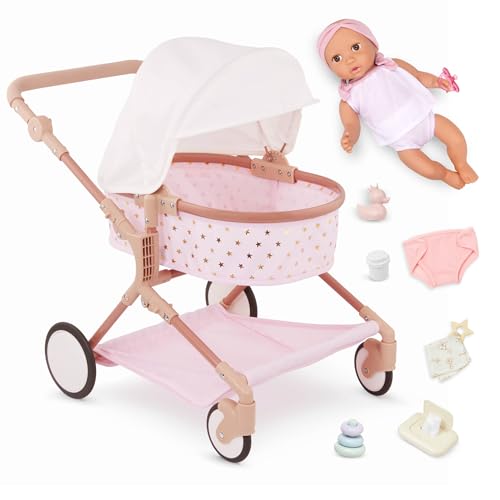 LullaBaby Puppen- und Zwillingskinderwagen-Zubehör-Set – faltbarer Baldachin und Aufbewahrungskorb – rosa & goldene Sterne Design – Rollenspiel – Spielzeug für Kinder ab 2 Jahren LullaBaby Puppen- und Zwillingskinderwagen-Zubehör-Set – faltbarer Baldachin und Aufbewahrungskorb – rosa & goldene Sterne Design – Rollenspiel – Spielzeug für Kinder ab 2 Jahren von LullaBaby