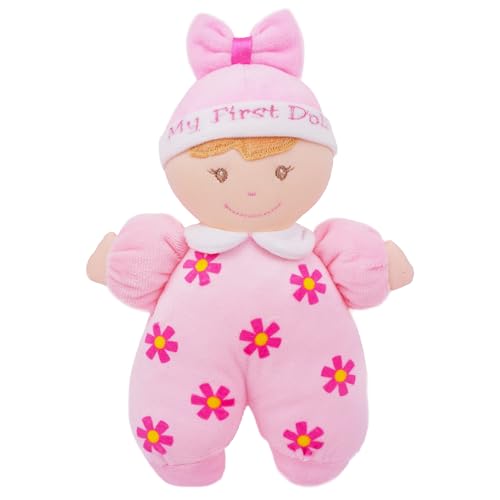 Lullaberry 23 cm My First Doll Sophia - Weiche Plüsch-Baby-Puppe mit Rassel - Rosa Outfit von Lullaberry