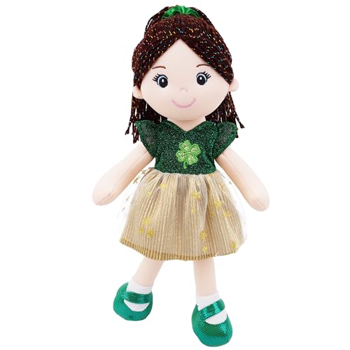 Lullaberry 35 cm Kleeblatt Sophie – St. Patrick's Day weiche Plüschpuppe – kuschelige irische Stoffpuppe für Mädchen – Grün von Lullaberry