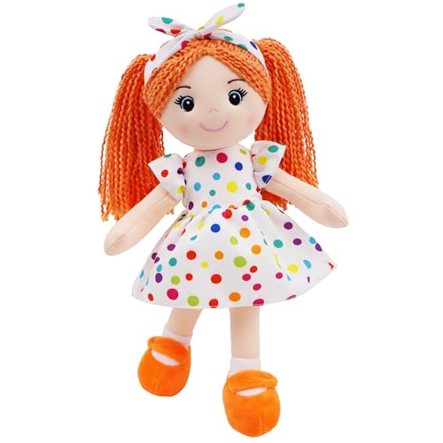 Lullaberry 35 cm Snuggle Cutie Bella – weiche kuschelige Plüschpuppe Geschenk für Mädchen – kuschelige Stoffpuppe – Orange von Lullaberry