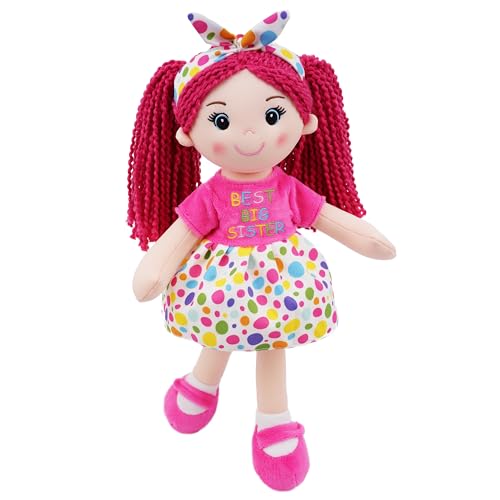 Lullaberry 35 cm große beste Schwester Sophie – weiche kuschelige Plüschpuppe Geschenk für Mädchen – kuschelige Stoffpuppe – Rosa von Lullaberry