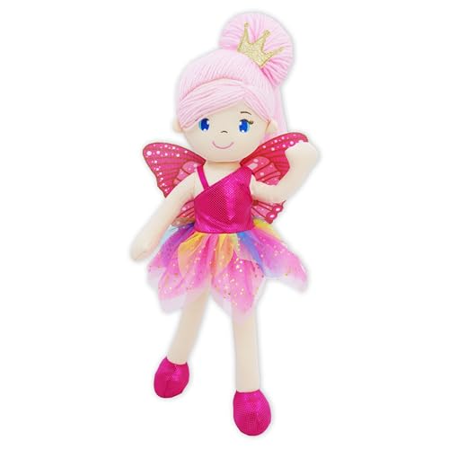 Lullaberry 40 cm Enchanted Fairy Doll Siofra – Plüsch gefüllte weiche Puppe Mädchen Geschenk – Fuchsia-Outfit und Flügel von Lullaberry