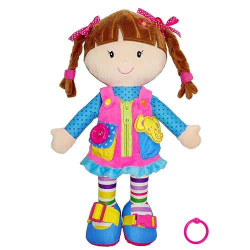 Lullaberry Dressy Friends Belle Plüschpuppe für Kinder und Kleinkinder ab 18 Monaten, Montessori-Schnalle, 40 cm von Lullaberry