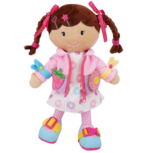 Lullaberry Dressy Friends Daisy Plüschpuppe für Kinder und Kleinkinder ab 18 Monaten, Montessori-Schnalle, 40 cm von Lullaberry