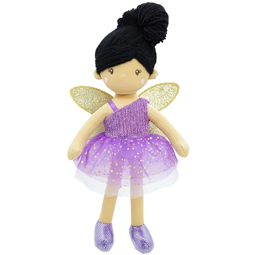 Lullaberry Verzauberte Feenpuppe, 30 cm, Violett – Plüschpuppe, weiches Plüschpuppe, Mädchen, Geschenk – lila Outfit und goldene Flügel von Lullaberry